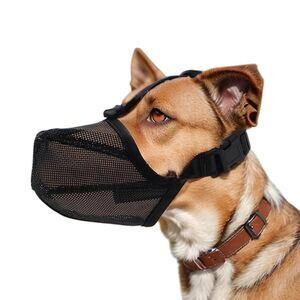 Breathable Dog Mesh Anti Bite Chewing Muzzle with Adjustable Strap Large Black